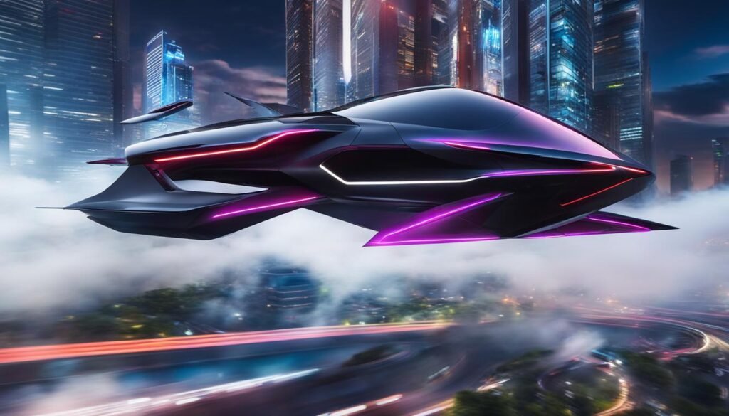 A futuristic flying car concept